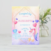 レインボーユニコーンウォーター誕生日 招待状 (スタンド正面)