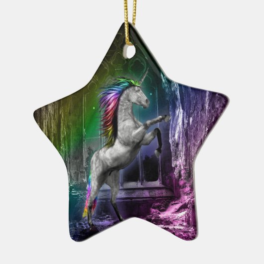 レインボーユニコーンオーナメント セラミックオーナメント (左)