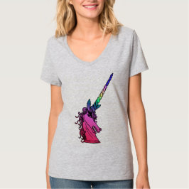 レインボーユニコーンカメオエンブレムグラフィックティー Tシャツ