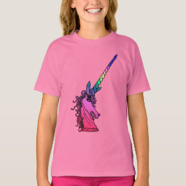 レインボーユニコーンカメオエンブレムロングスリーブTシャツ Tシャツ
