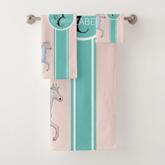 レインボーユニコーンカラフル星モノグラム バスタオルセット (インサイチュ)