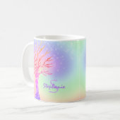 レインボーユニコーンカラーズキラキラMonogram Girl's コーヒーマグカップ (正面左)