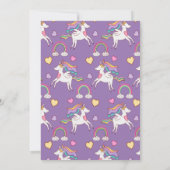 レインボーユニコーンガールズバースデーパーティー招待状 招待状 (裏面)