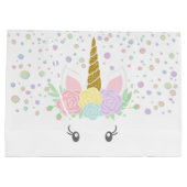 レインボーユニコーンガールベビーシャワー ラージペーパーバッグ (裏面)