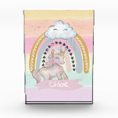 レインボー🦄ユニコーンガール名前をカスタムする フォトブロック (正面)