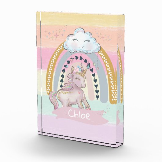 レインボー🦄ユニコーンガール名前をカスタムする フォトブロック (右)