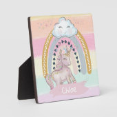 🦄レインボーユニコーンガール名前をカスタムする フォトプラーク (正面)