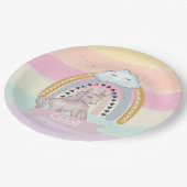 レインボー🦄ユニコーンガール名前をカスタムする     ペーパープレート (アングル)