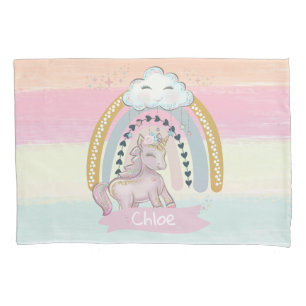 レインボー🦄ユニコーンガール名前をカスタムする 枕カバー