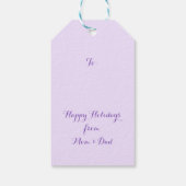 レインボーユニコーンクリスマスグリッターパープル ギフトタグ (裏面)