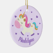 レインボーユニコーングリッタークリスマスパープルネーム セラミックオーナメント (右)