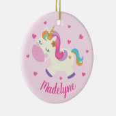 レインボーユニコーングリッタークリスマスピンク名 セラミックオーナメント (右)