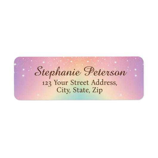 レインボーユニコーングリッター差出人住所 ラベル (正面)