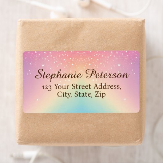 レインボーユニコーングリッター配送先住所 ラベル (インサイチュ)