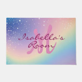 レインボーユニコーングリッター ドアマット (正面)