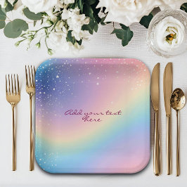 レインボーユニコーングリッター ペーパープレート