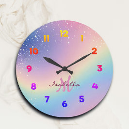 レインボーユニコーングリッター ラージ壁時計