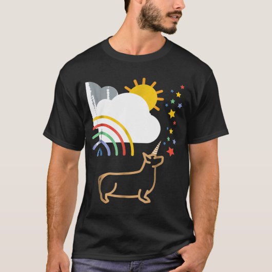 レインボーユニコーンコルギドッグティー Tシャツ (正面)