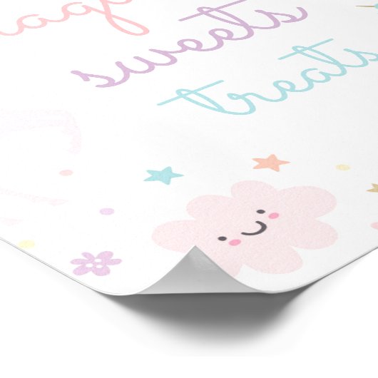 レインボーユニコーンスイーツアンドトリートバースデーパーティー ポスター (角)