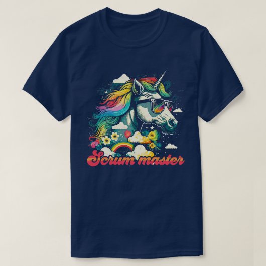 レインボーユニコーンスクラムマスター Tシャツ (デザイン正面)