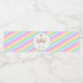 レインボーユニコーンスターグリッター金ゴールドティール（緑がかった色）ベビーシャワー ペットボトルラベル (シングルラベル)