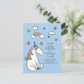 レインボーユニコーンスターズハート誕生日招待状 インビテーションポストカード (スタンド正面)