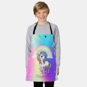 レインボーユニコーンスターズホロラフィ エプロン (着用した状態)