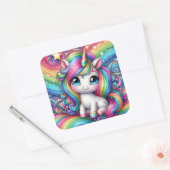 レインボーユニコーンステッカー スクエアシール (封筒)