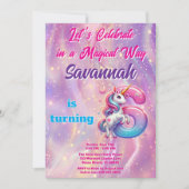 レインボーユニコーンスパークル6thバースデーパーティー 招待状 (正面)