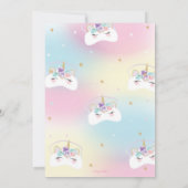 レインボーユニコーンスリップバーバースデーパーティパジャマ 招待状 (裏面)
