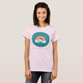 レインボーユニコーンターコイズグリッター Tシャツ (正面フル)