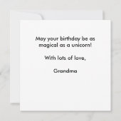 レインボーユニコーンハッピーバースデー孫娘カード カード (裏面)