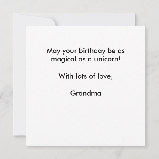 レインボーユニコーンハッピーバースデー孫娘カード カード (裏面)
