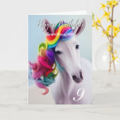 レインボーユニコーンハッピーバースデー孫娘カード カード (黄色い花)
