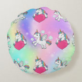 レインボーユニコーンハートプリントラウンドピロー ラウンドクッション (裏面)