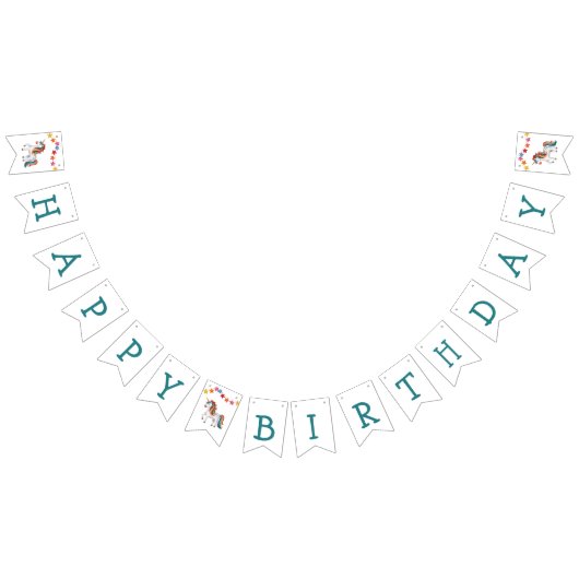 レインボーユニコーンバルーン&バナー誕生日デコール バンティングフラッグ (全)