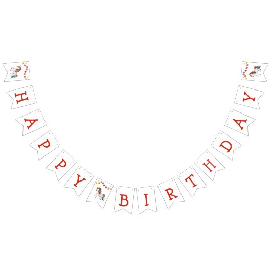 レインボーユニコーンバルーン&バナー誕生日デコール バンティングフラッグ (全)