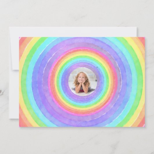 レインボーユニコーンバレリーナ2フォトガールズ誕生日 招待状 (裏面)