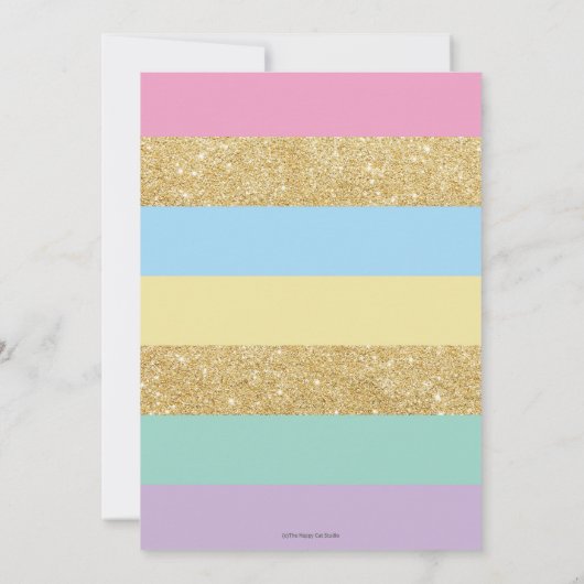 レインボーユニコーンバースデーパーティーガール 招待状 (裏面)