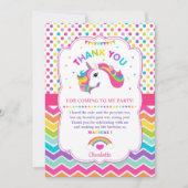 レインボーユニコーンバースデーパーティーサンキューカード 招待状 (正面)