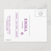 レインボーユニコーンバースデーパーティー招待状 インビテーションポストカード (裏面)