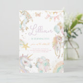 レインボーユニコーンパステル誕生日招待状 招待状 (スタンド正面)