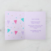 レインボーユニコーンパーソナライズされたエイジパープル誕生日 カード (内部)