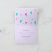 レインボーユニコーンパーソナライズされたパープル誕生日 カード (内部)