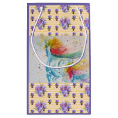 レインボーユニコーンパープルフローラ水彩抱き枕 スモールペーパーバッグ (裏面)