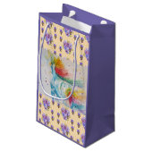 レインボーユニコーンパープルフローラ水彩抱き枕 スモールペーパーバッグ (裏面アングル)