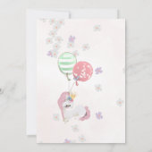 レインボーユニコーンピンクと金ゴールドの女の子の誕生日パーティー 招待状 (裏面)