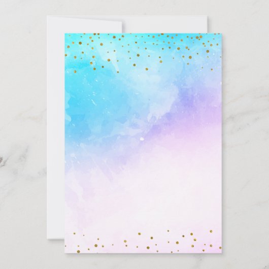 レインボーユニコーンピンクハート1歳誕生日パーティー 招待状 (裏面)