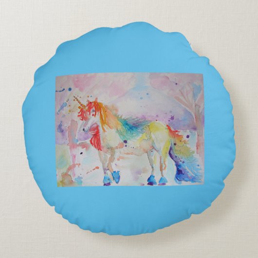 レインボーユニコーンピンク女の子スウィートドリームクッション ラウンドクッション (裏面)