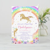 レインボーユニコーンフェアリー誕生日招待状 招待状 (スタンド正面)